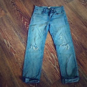 Light wash JCrew Boyfriend cropped jeans